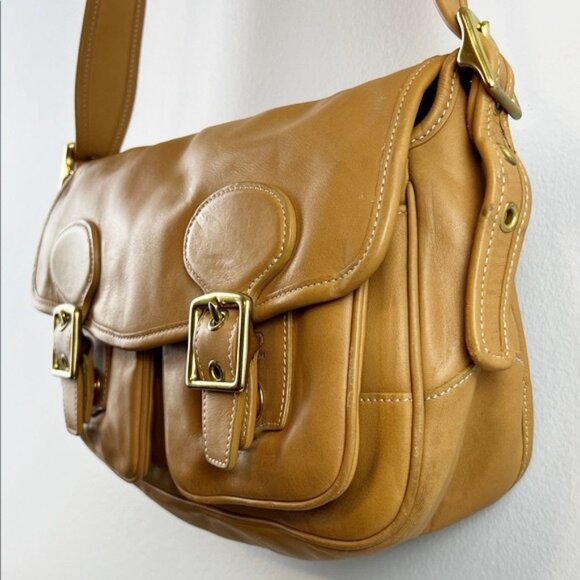 RARE Coach Legacy Saddle Soft Leather Buckle Field Crossbody Bag Tan 9128 - Picture 4 of 16